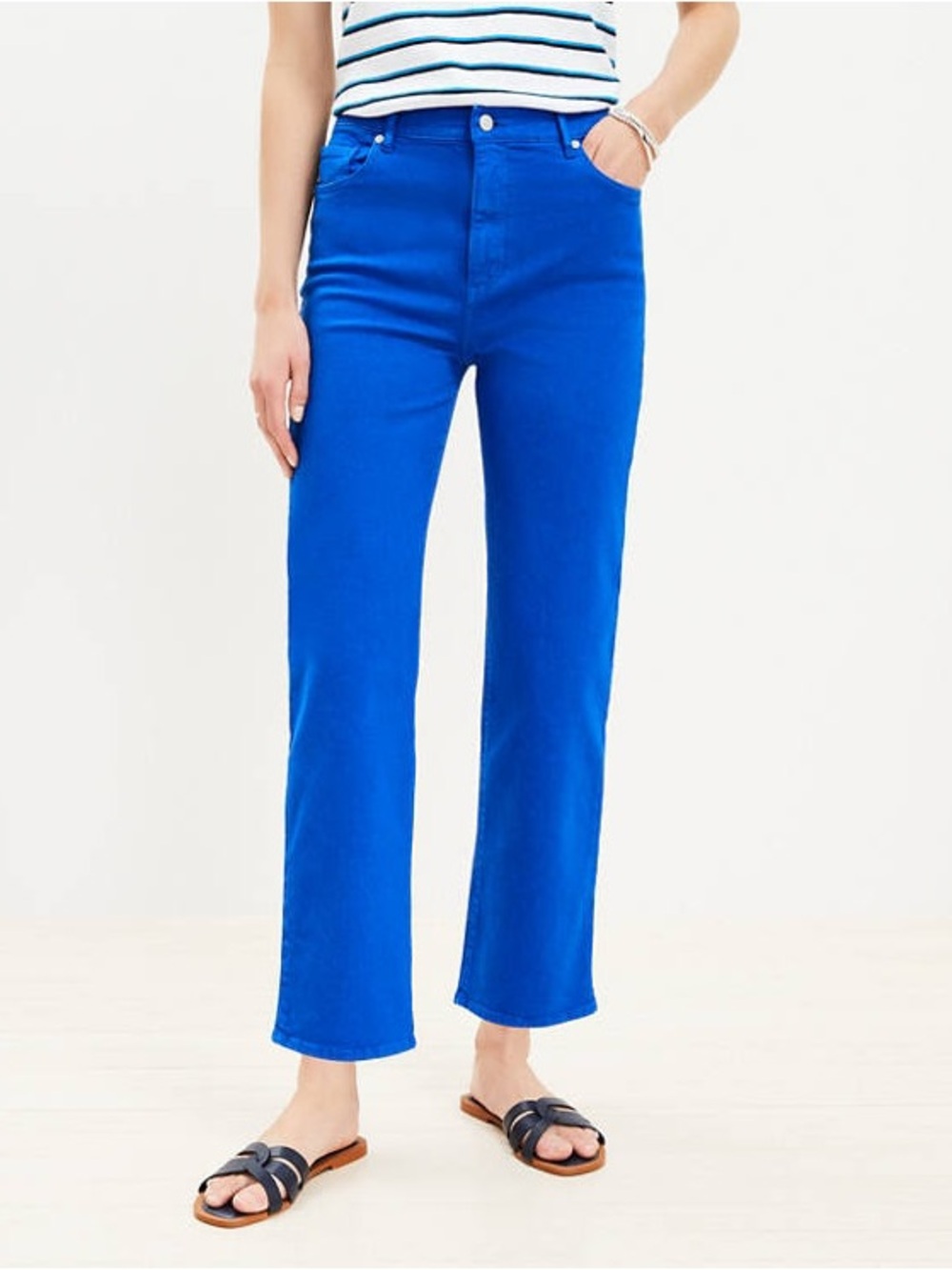 LOFT 5 pocket Cobalt Blue Straight leg Denim size 12